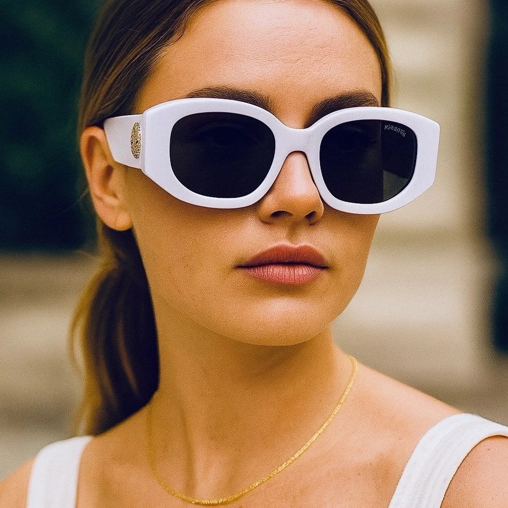 Versace Medusa White Tinted Lens Sunglasses Authentic